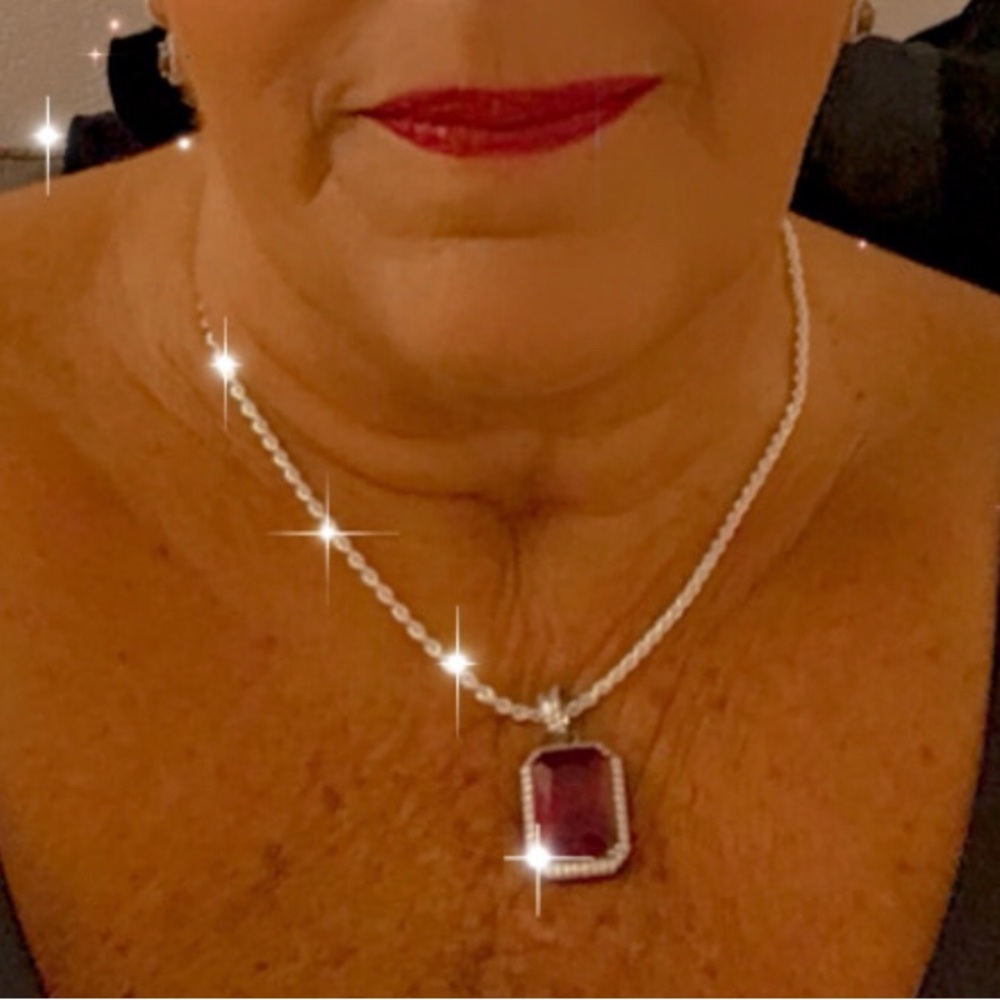 Garnet pendant on Sterling Silver chain